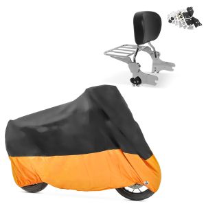 Set: Sissy Bar + Gepäckträger + Docking-Kit für Harley Street Glide 06-08 chrom Craftride + Abdeckplane Harley Street Glide / Special Craftride XXXL schwarz-orange_1