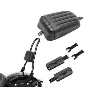 Set: Sissybar Harley Softail Street Bob 18-21 Craftride Fast Rider-L schwarz + Soziussitz Set für Harley Davidson Softail Street Bob 18-21 mit Fußrasten und Halter Craftride FS1_1