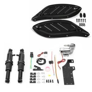 Set: Luftfederung Fahrwerk Harley Davidson Electra Glide Ultra Classic 94-20 Craftride Air Ride schwarz + Seitlicher Windabweiser für Harley Electra Glide Ultra Classic 96-13 Craftride verstellbar schwarz_1