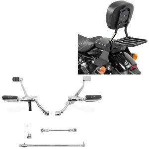 Set: Vorverlegte Fußrastenanlage für Harley Sportster 1200 Custom 14-20 Craftride chrom + Sissybar Harley Sportster 1200 Custom (XL 1200 C) 04-20 Craftride Fast Driver-S inkl. Gepäckträger schwarz_1