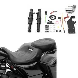 Set: Sitzbank für Harley CVO Street Glide 11-21 Craftride RH3 schwarz + Luftfederung Fahrwerk Harley Davidson CVO Street Glide 11-21 Craftride Air Ride schwarz_1