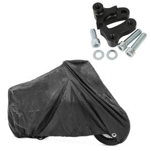 Set: Tieferlegungskit 1,75" Zoll für Harley Dyna Fat Bob 08-17 Tieferlegung Craftride + Abdeckplane Harley Dyna Fat Bob / Street Bob / Switchback Craftride XXL in schwarz_1