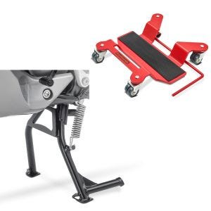 Set: Hauptständer Honda Transalp XL 700 V 07-14 Mittelständer ConStands in schwarz + Rangierhilfe MR für Honda Transalp XL 700 / 650 / 600 V Rangierplatte_1
