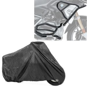 Set: Sturzbügel Set für BMW R 1200 GS Rallye 17-18 oben und unten Motoguard XL5 Schutzbügel + Abdeckplane BMW R 1200 GS Adventure / Exclusive / Rallye Craftride XXL in schwarz_1