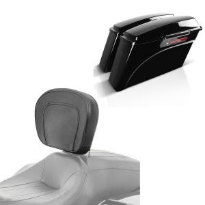 Set: Seitenkoffer für Harley Davidson Road King (FLHR/I) 94-13 Black Latch Craftride + Fahrer Rückenlehne für Harley Davidson Road King 97-21 Craftride_1