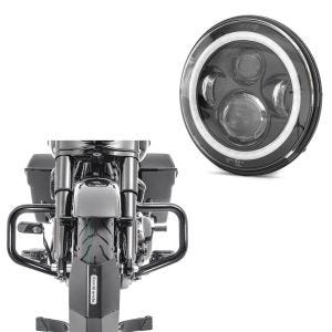 Set: Sturzbügel Mustache für Harley Davidson Street Glide 09-21 schwarz Craftride + LED Scheinwerfer 7" für Harley Davidson Street Glide / Special DRL Craftride schwarz_1