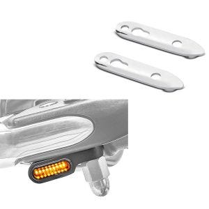 Set: LED Lenkerblinker für Harley Davidson Dyna Street Bob Lumitecs Blinker XS getönt + Blinkerverlegung für Harley Dyna Street Bob 06-17 Blinker hinten Versatz Kit Craftride chrom_1