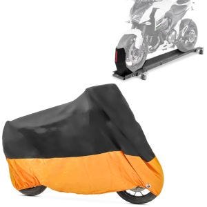 Set: Rangierschiene Harley Heritage Softail Classic / 114 ConStands Smart-Mover mit Wippe grau + Abdeckplane Harley Heritage Softail Classic / 114 Craftride XXXL schwarz-orange_1