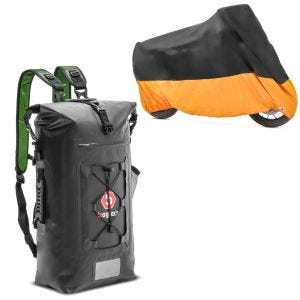 Set: Rucksack Hecktasche für Harley Breakout 114 WPX + Abdeckplane Harley Breakout / 114 - CVO Limited Craftride XXXL schwarz-orange_1