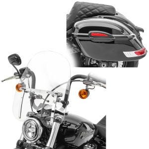 Set: Seitenkoffer Set Yamaha XVS 650 A Drag Star Classic Craftride Delaware 33Ltr schwarz + Windschild für Yamaha XV 950 Racer / XVS 1100 / 650 A Drag Star Classic Craftride CW1 klar_1