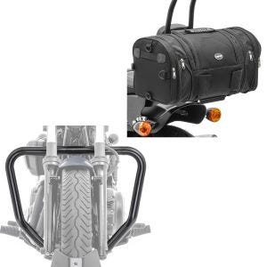 Set: Sturzbügel Yamaha XV 950 / R Bolt 14-20 Craftride Motor Schutzbügel schwarz + Hecktasche für Yamaha XV 950 / R Gepäckrolle Craftride RB1 24-30Ltr_1