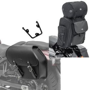 Set: Satteltasche mit Halter für Yamaha XV 950 / R 14-20 Fargo 13l links Seitentasche Craftride + Sissybar Tasche für Yamaha XV 950 / R / Racer Hecktasche Craftride SXL mit Gepäckrolle_1