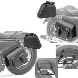 Sett: Sadelveskeholdersett som passer for Honda Rebel 500 CMX 17-24 salveskeavstandsstykker (par) Craftride + motorsykkelseter Craftride Montana 8L par hver høyre og venstre i svart
