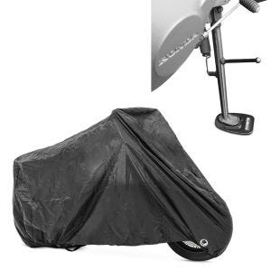 Sett: Motorsykkelpresenning Craftride XXL deksel i svart + ConStands sidestativ pad stativ pad svart