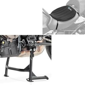 Sett: hovedstativ med ABE egnet for Yamaha MT-07 13-24 MT-07 Tracer 16-24 senterstativ ConStands i svart + motorsykkel gel setepute Tourtecs neopren L gel pute setetrekk i svart