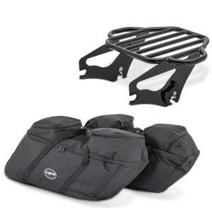 Sett: Bagasjehylle egnet for Harley Davidson Touring 09-24 Craftride KI uttakbar i svart + veske innervesker egnet for Harley Davidson Touring 94-24 for sidevesker Craftride SP4
