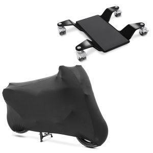 Sett: Manøvreringshjelp for hovedstativ ConStands Easy Mover II opp til 320 kg i sort + motorsykkeltrekk Indoor Craftride XL-XXL Stretch Garage i svart