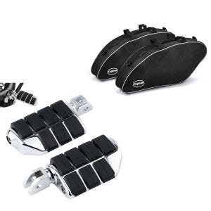 Sett: innervesker til Harley Davidson Sport Glide 18-24 Crafride vesker + førerfotstøtter egnet for Harley Davidson Softail 18-24 Craftride ST12 krom