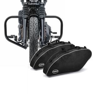 Sett: Crash bar egnet for Harley Davidson Softail 18-24 motorbeskyttelsesstang HB4 svart Craftride + veske innervesker egnet for Harley Davidson Sport Glide 18-24 Crafride vesker