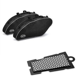 Sett: innervesker til Harley Davidson Sport Glide 18-24 Crafride vesker + radiatordeksel som passer til Harley Davidson Softail 18-24 radiatorgrill Craftride CM svart