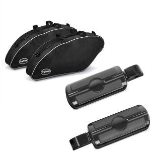 Sett: veske innervesker egnet for Harley Davidson Sport Glide 18-24 Crafride vesker + passasjerfotstøtter egnet for Harley Davidson Softail 18-24 Craftride SF6 svart