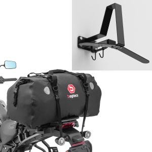 Sett: Motorsykkel hale bag Drybag XF80 vanntett volum 80l Bagtecs med garderobe WH2 sw