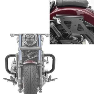Sett: Crash bar egnet for Honda Rebel 1100 CMX 21-24 Craftride PM3 med salveskeholder, taskeholder, avtagbar QL venstre