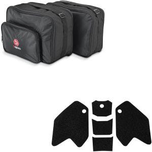 Sett: Vario koffert innervesker som passer for BMW R 1200 GS / Adventure 13-18 Bagtecs MV1 med sidetank pute knebeskyttere TS42