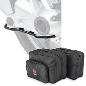 Sett: Kardanbeskyttelse Motoguard X1K venstre med Vario-veske innervesker som passer for BMW R 1200 GS / Adventure 13-18 MV1