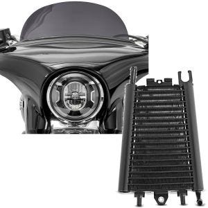 Sett: Frontrute egnet for Harley Davidson Sport Glide 18-24 Craftride M frontrute mørk tonet + oljekjøler egnet for Harley Davidson Softail 18-24 Radiatorkjøler Zaddox svart