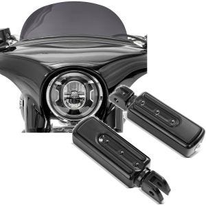 Sett: frontrute egnet for Harley Davidson Sport Glide 18-24 Craftride M frontrute mørk tonet + passasjer fotstøtter egnet for Harley Davidson Softail 18-24 Craftride SF8 svart
