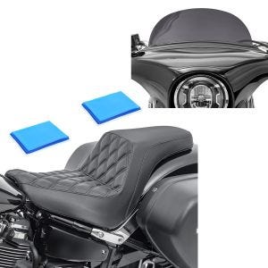 Sett: Frontrute egnet for Harley Davidson Sport Glide 18-24 Craftride M frontrute mørk tonet + dobbel sete gel egnet for Harley Davidson Sport Glide 18-24 Duo sete Craftride SP8 svart