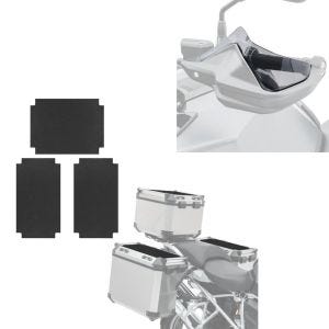 Sett: Håndbeskytterforlengelse egnet for BMW R 1200 GS 13-18 Motoguard røykgrå med klistremerke for aluminiumskoffert ADX 3-delt skinn