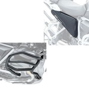 Sett: Motorsykkelrammevesker Bagtecs BF3 tilleggsvesker par svart med crashbar egnet for BMW R 1250 GS 19-23 XL4 crashbar