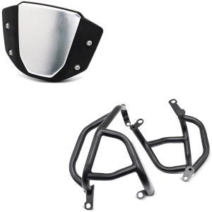 Sett: frontrute i aluminium egnet for Honda CB 650 R 19-24 frontrute Airad CW14 sw med kollisjonsstang CL8