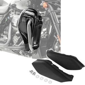Sett: benskjold egnet for Harley Davidson Touring modeller 17-24 Craftride ventilert svart + mellomramme vindavviser egnet for Harley Davidson Touring 09-24 varmebeskyttelse Craftride WA3 matt svart