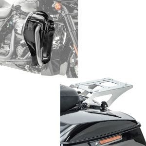 Sett: Benskjold Craftride ventilert sw med bagasjehylle TP avtagbar krom Craftride