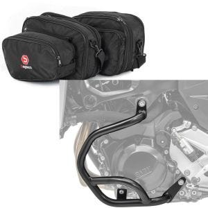 Sett: Koffert innervesker sideveske Bagtecs med crashbar egnet for BMW F 900 R / XR 20-24 motorbeskyttelsesstang BG2