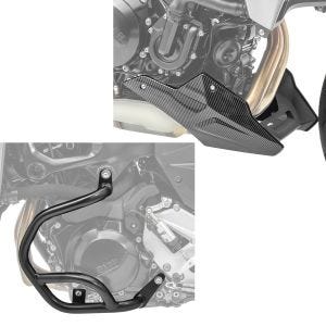 Sett: Crash bar egnet for BMW F 900 R / XR 20-24 motor BG2 Motoguard med frontspoiler BS1 karbonlook