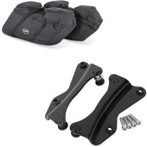 Sett: innervesker for Harley Davidson Touring 94-24 for sidevesker Craftride SP4 + motorsykkel 4-punkts monteringssett egnet for Harley Davidson Touring 14-24 monteringssett Craftride i svart