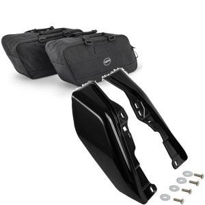 Sett: veske innervesker egnet for Harley Davidson Touring 94-24 Craftride BG1 par + mellomramme vindavviser egnet for Harley Davidson Touring 09-24 varmebeskyttelse Craftride WA3 svart