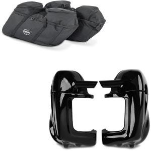 Sett: veske innervesker egnet for Harley Davidson Touring 94-22 for sidevesker Craftride SP4 + benskjold egnet for Harley Davidson Touring-modeller 1983-2013 Craftride ventilert svart