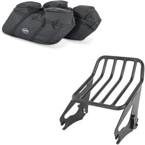 Sett: koffert innervesker egnet for Harley Davidson Touring 94-24 for sidevesker Craftride SP4 + bagasjehylle W1 uttakbar egnet for Harley Davidson Touring-modeller 09-24 svart Craftride