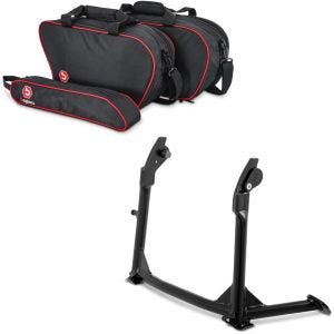 Sett: innvendige vesker som passer til Ducati Multistrada 1200 / S 10-14 sidevesker Bagtecs + hovedstativ med ABE ConStands