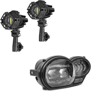 Sett: Motorsykkel LED tilleggslykt + LED hovedlykt QL4 egnet for BMW R 1200 GS 04-12
