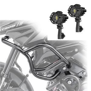 Sett: LED ekstra hovedlykt S22X + kåpebeskyttelsesstang egnet for Suzuki V-Strom 1050 / XT 20-24