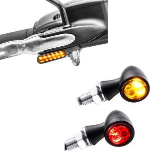 Sett: LED styreblinklys + LED-blinklys TX1 + E-merke + bremse- og baklys