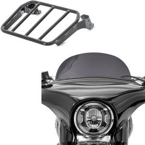 Sett: bagasjehylle sissy bar + frontrute egnet for Harley Davidson Sport Glide / Fat Bob 18-24 M