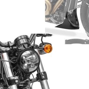 Sett: LED hovedlykt 5,75 tommer + frontspoiler egnet for choppers / custom sykler 04-20 CP9