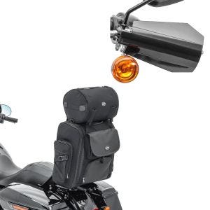 Sett: Sissybar bag SXL halebag + håndbeskyttere egnet for choppers / tilpassede sykler håndbeskyttelse HP4